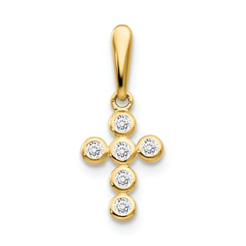 14k Yellow Gold Cubic Zirconia Children's Cross Pendant