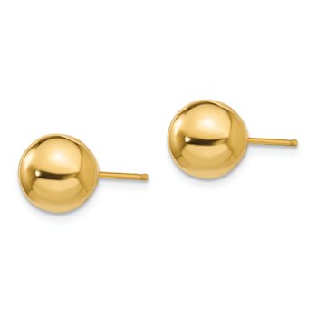 14k Yellow Gold Polished 8mm Ball Stud Earrings