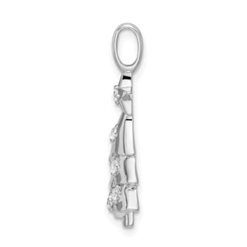 Rhodium Over Sterling Silver CZ Christmas Tree Pendant