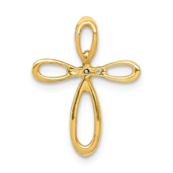 10k Yellow Gold and Rhodium Over 10k Yellow Gold Diamond Cross Chain
Slide Pendant