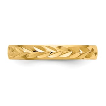 14K Yellow Gold Diamond Cut Toe Ring