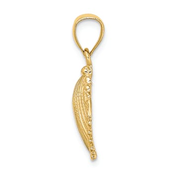 14k Yellow Gold Textured Scallop Shell Charm