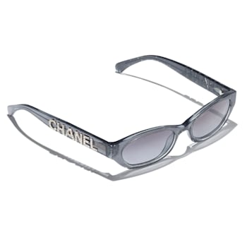 Chanel Transparent Black Gray Frame / Gray Gradient Lens Sunglasses