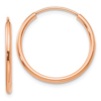 14k Rose Gold Polished 11/16" Endless Tube Hoop Earrings