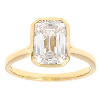 3ct Emerald-Cut Lab-Grown Diamond Solitaire Ring In Solid 14K Yellow Gold