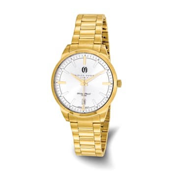 Mens Charles Hubert Gold Plated Stainless Steel Silver-tone Dial Watch
