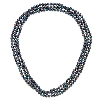 7-8mm Black Freshwater Cultured Pearl 76-inch Slip-on Necklace