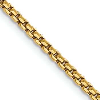14k Yellow Gold 1.75mm Hollow Round Box Chain 26"