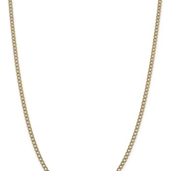 14k Yellow Gold and Rhodium Over 14k Yellow Gold Textured 3.4mm Pave
Curb 16 Inch Chain