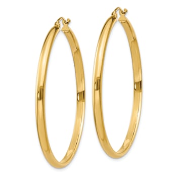 14k Yellow Gold 1 11/16" Polished Hoop Earrings