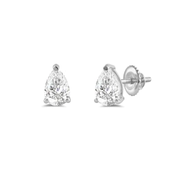 White Cubic Zirconia 14k White Gold Studs With Velvet Gift Box 1.00ctw