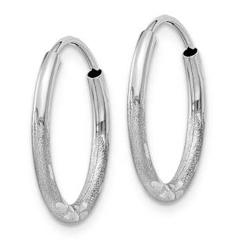 Rhodium Over 14k White Gold Diamond-Cut and Satin 9/16" Endless
Hoop Earrings