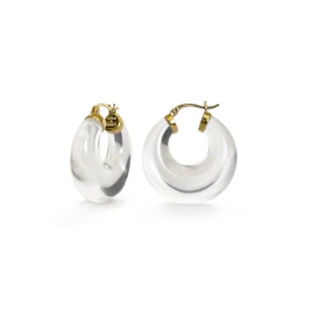 14K Yellow Gold Over Sterling Silver Clear Chunky Graduated Acrylic Hoops