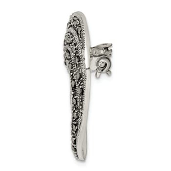 Sterling Silver Marcasite Open Heart Pin Brooch