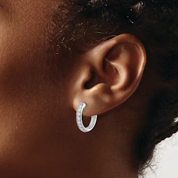 Rhodium Over 14K White Gold Lab Grown Diamond SI1/SI2, G H I, Hinged
Hoop Earrings