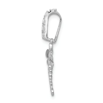 Rhodium Over 14k White Gold Blue and White Diamond Dragonfly Pendant