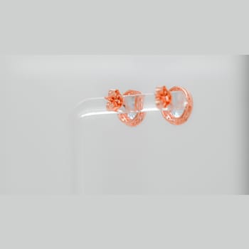 Aquamarine Round 18K Rose Gold Over Sterling Silver Women's Button
Earrings, 1.41ctw