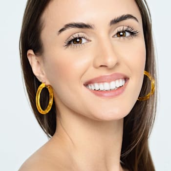 14K Yellow Gold Over Sterling Silver Painted Hoops in Golden