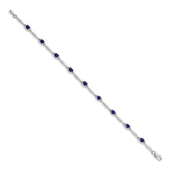 Rhodium Over 10k White Gold Diamond and Sapphire Bracelet