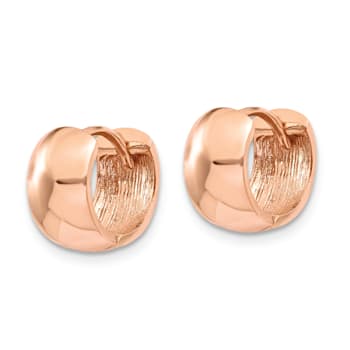 14K Rose Gold 7/16" Round Hinged Hoop Earrings