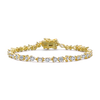 CZ Tennis Bracelet In 14K Gold Over Sterling Silver