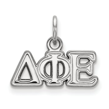 Rhodium Over Sterling Silver LogoArt Delta Phi Epsilon Extra Small Pendant