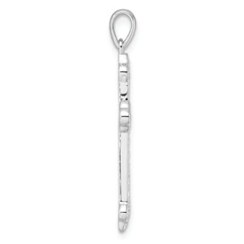 Rhodium Over 14k White Gold Diamond Cross Pendant