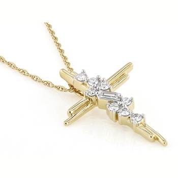 Elegant Lab-Grown Diamond Pendant Necklace In 14K Gold Over Sterling Silver