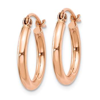 14k Rose Gold Polished 9/16" Tube Hoop Earrings