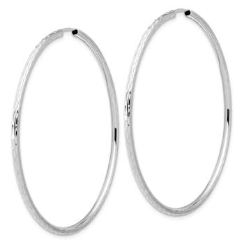 Rhodium Over 14k White Gold Polished, Satin and Diamond-Cut 2 1/8"
Endless Hoop Earrings