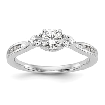 Rhodium Over 14K White Gold Lab Grown Diamond VS/SI GH, 3-Stone Complete
Engagement Ring 0.617ctw