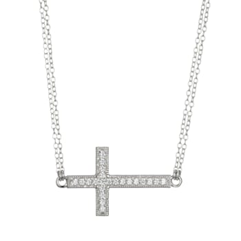 White Cubic Zirconia Platineve® Cross Necklace 1.11ctw