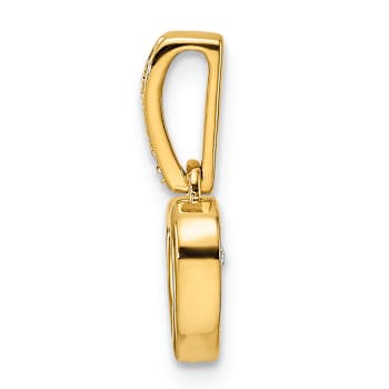 14k Yellow Gold Diamond Polished Heart Dangle Pendant