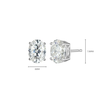 Oval Moissanite Platineve Stud Earrings 3.00ctw DEW