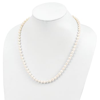 Rhodium Over Sterling Silver 6-7mm White Freshwater Cultured Pearl Necklace