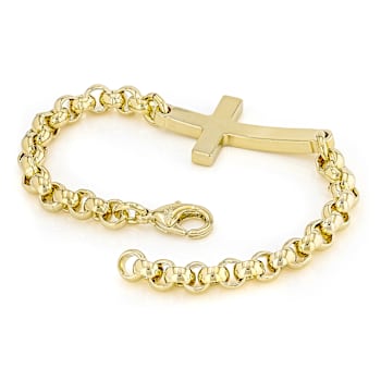 Meaningful Cross Link Bracelet In 18K Gold Over Bronze