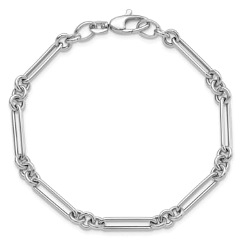 Rhodium Over 14K White Gold Polished Fancy Link Bracelet