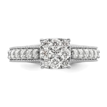 Rhodium Over 14K White Gold Lab Grown Diamond VS/SI GH, Cluster Ring 0.991ctw