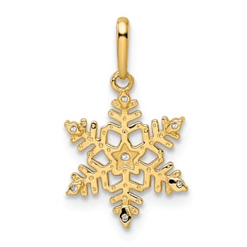 14K Yellow Gold Cubic Zirconia Snowflake Pendant