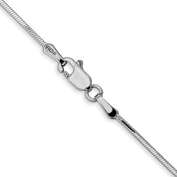 Rhodium Over 14k White Gold 0.9mm Solid Octagonal Snake 20 Inch Chain