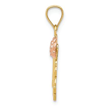 14k Yellow Gold and 14k Rose Gold Diamond-Cut and Textured #1 Madre Pendant