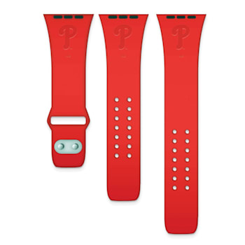Gametime Philadelphia Phillies Debossed Silicone Apple Watch Band
(42/44mm M/L). Watch not included.