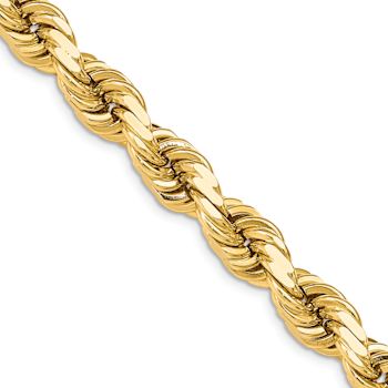 14k Yellow Gold 12mm Solid Diamond-Cut Rope 28 Inch Chain