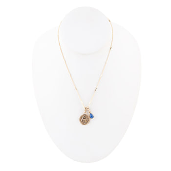 Barse Lapis Lazuli Capricorn Charm Necklace In Bronze