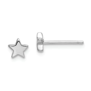 Rhodium Over 14k White Gold Polished Star Stud Earrings