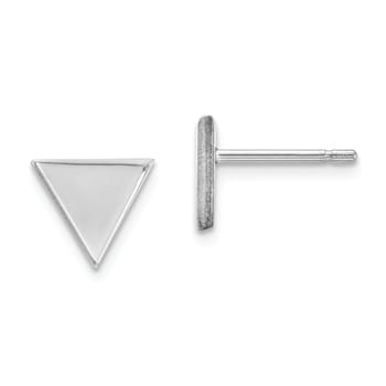 Rhodium Over 14k White Gold 8mm Triangle Stud Earrings