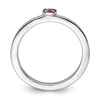 14K White Gold Stackable Expressions Ruby and Diamond Ring 0.075ctw