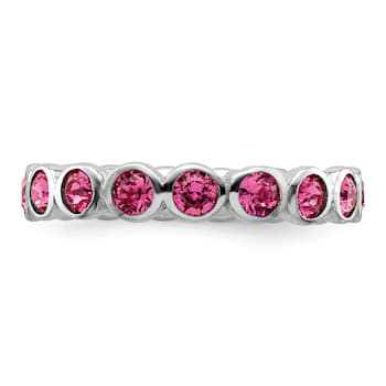 Sterling Silver Stackable Expressions Pink Crystal Ring