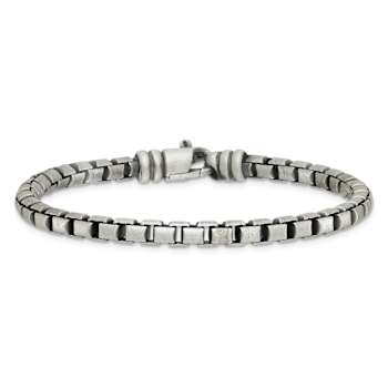 Sterling Silver Antiqued and Satin 5.0mm Box 8 Inch Chain