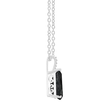 12x8mm Pear Shape Black Onyx With Diamond Accents Rhodium Over Sterling
Silver Pendant with Chain